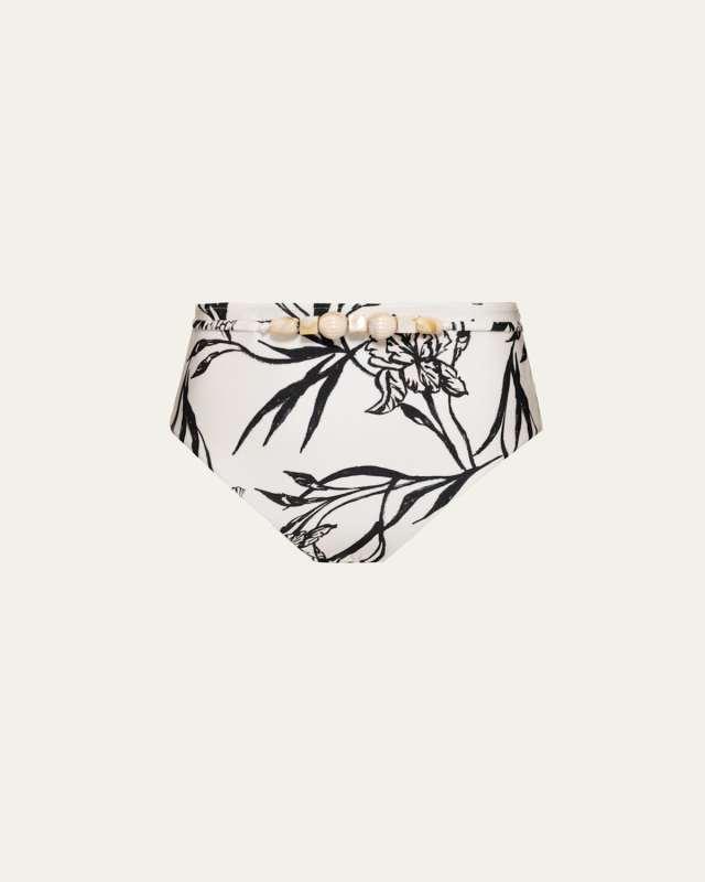 Iris Bead-Trim Bikini Bottoms